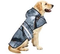 Eagle Flying Over Water Waterproof Dog Raincoat And Rain Jacket With Hood, Reflective Strips And Adjustable Belly Strap, Fits Small To Large Dogs