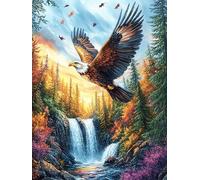 Eagle Flying Over Waterfall 300 Pieces Premium Jigsaw Puzzle Adult Jigsaws Educational Challenge Mental Exercise Wall Art Winter Thick Cardboard 300 PCS