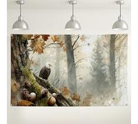 Eagle Forest Backdrop, Artistic Rustic Nature Scene Decoration, Wildlife Photography Background for Events, Autumn Outdoor Theme, Fall Celebrations 71x43 Inch