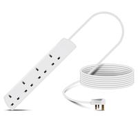 Eagle Four Gang Mains Power 13A Extension Socket to 13A UK Plug Lead Cable, British Standards BS1363 10m