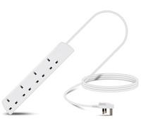 Eagle Four Gang Mains Power 13A Extension Socket to 13A UK Plug Lead Cable, British Standards BS1363 2m