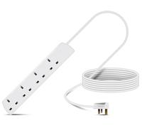 Eagle Four Gang Mains Power 13A Extension Socket to 13A UK Plug Lead Cable, British Standards BS1363 5 m