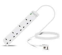 Eagle Four Gang Mains Power 13A Extension Socket with Neon and Surge Protection to 13A UK Plug Lead Cable, British Standards BS136 2m