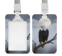 Eagle Full Moon Badge Holder Vertical ID Badge Holder with Lanyard, Durable ABS Plastic - Waterproof Name Tag for Office, Teacher& Nurses