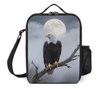 Eagle Full Moon Lunch Bag for Women Men, Portable Small Lunch Tote Bags with Adjustable Shoulder Strap, Insulated Lunchbox Leakproof Cooler Bag for Work Picnic Travel