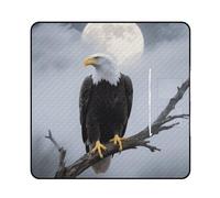 Eagle Full Moon Picnic Blanket 200x200cm, Foldable 2-in-1 Picnic Mat and Tote Bag Portable Waterproof Beach Mat Sandproof Outdoor Blanket for Park, Hiking, Beach, Camping, Travel