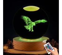 Eagle Gifts for Men, 3.15in 3D Eagle Crystal Ball Lamp with Remote Control, Decor for Room Home, Birthday Christmas Father Day for Dad Lovers