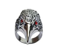 Eagle Head Biker Ring, Viking Eagle Head Ring for Men, Red Eyes Eagle Ring Punk Eagle Hawk Jewelry, CZ Eagle Bird Ring Gothic Eagle Head Ring Vintage Eagle Animal Ring for mens, Metal, No Gemstone