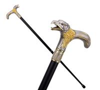 Eagle Head Cane Men Walking Stick, Seniors Balance Collapsible 2 Pc Travel Canes for Mobility, Stability, Knee Support(Gold,Single section)