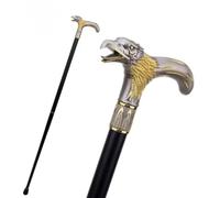 Eagle Head Walking Stick with Hidden Blade, Self Defence Fashion Cane, Silver and Gold, 93cm