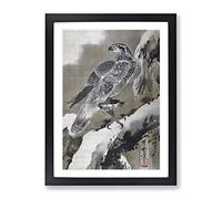 Eagle Holding A Small Bird By Kawanabe Kyosai Asian Japanese Framed Print | A3 Black Framed Wall Art | Ready to Hang | Asian Animal Picture | Living Room Bedroom Lounge Office