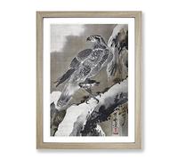 Eagle Holding A Small Bird By Kawanabe Kyosai Asian Japanese Framed Print | A3 Oak Framed Wall Art | Ready to Hang | Asian Animal Picture | Living Room Bedroom Lounge Office