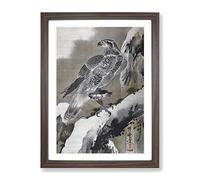 Eagle Holding A Small Bird By Kawanabe Kyosai Asian Japanese Framed Print | A3 Walnut Framed Wall Art | Ready to Hang | Asian Animal Picture | Living Room Bedroom Lounge Office