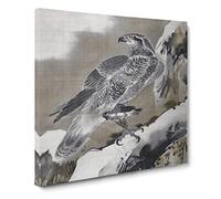 Eagle Holding a Small Bird by Kawanabe Kyosai Canvas Print | Gallery Wrapped 30mm Frame Wall Art | 20x20 inches | Ready to Hang | Modern Animals Picture | Living Room Bedroom Lounge Office