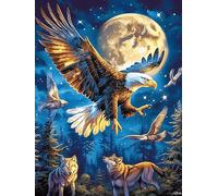 Eagle Hunting Under The Full Moon 300 Pieces Set Classic Jigsaw Puzzle Wildlife Pet Cute Couple Puzzle Partners Logic Skill Wall Decor Easter New Year Gift Eco-friendly Recycled Cardboard 300 PCS