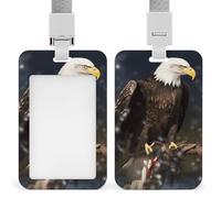 Eagle ID Badge Holder - Retractable Badge Reel, Vertical Card Name Tag Holder with Breakaway Lanyard, ID Cards Holders Case for Nurse Security Staff Women Men