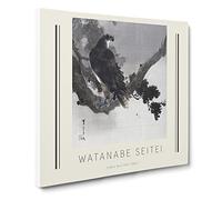 Eagle In A Tree By Watanabe Seitei Canvas Print | Gallery Wrapped 30mm Frame Wall Art | 20x20 inches | Ready to Hang | Asian Animals Picture | Living Room Bedroom Lounge Office