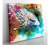 Eagle in Abstract Modern Canvas Wall Art Print Ready to Hang, Framed Picture for Living Room Bedroom Home Office Décor, 50x50 cm (20x20 Inch)