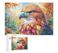 Eagle in Autumn Colored Forest 1000 Piece Jigsaw Puzzle for Teens 14+ After-school Activity Logic Skill Development Gift for Learning 1000 PCS