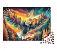 Eagle in Flight 1000 Piece Colorful Eagle Soaring with Fiery Wings Jigsaw Puzzles for Adults And Kids Family Educational Games 1000 Pieces Beautiful Decoration Birthday Gifts 70x50cm/1000pcs