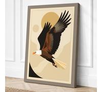 Eagle in Flight Art Deco Canvas Wall Art Print 24x16 Inch (61 x 41 cm)