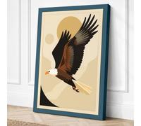Eagle in Flight Art Deco Canvas Wall Art Print 24x16 Inch (61 x 41 cm)
