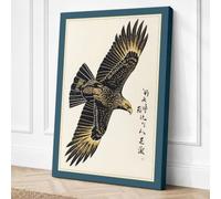 Eagle in Flight Japandi Canvas Wall Art Print 24x16 Inch (61 x 41 cm)