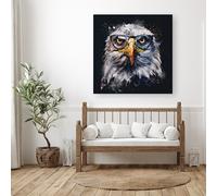 Eagle In Glasses Splashart Canvas Warren Reed - Designer Multi W30 inch x H30 inch