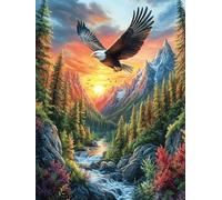 Eagle in Mountain Sunset 1000 Pieces Set Classic Jigsaw Puzzle Wild Animals Fantasy Fairy Tale Couple Puzzle Partners Mind Relaxation Wall Decor Easter New Year Creativity & Gift Giving 1000 PCS