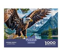 Eagle in Mountains 1000 Piece Recycled Paper Puzzle Game - Two Eagles on Branch by Lake The Whole Family Activity for Home Wall Decoration70x50cm/1000pcs