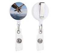 Eagle in The Sky Retractable Badge Reel - Personalized ID Name Badge Holder with Lanyard Cute Badges Reel Holder Round Nurse Doctor Name Tag Badges Clip for Work