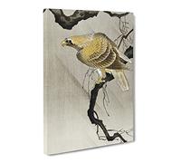 Eagle In The Tree By Ohara Koson Canvas Print | Gallery Wrapped 30mm Frame Wall Art | 20x14 inches | Ready to Hang | Asian Animals Picture | Living Room Bedroom Lounge Office