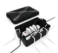 Eagle IP54 Outdoor Electrical Connection Box, Safe, Dustproof, Portable Housing for Extension Leads, Cords, Timers & Garden Tools, Hinged Lock, 2 Colours 7 Input/Outputs Black