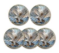 Eagle & Isaiah 40:31 Challenge Coin - Inspirational Christian Prayer Coin - Strength in The Storm - Pocket Gift with Clear Case(Pack of 5)