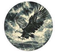 Eagle Jigsaw 1000 Piece Round Puzzle Dark Clouds And Lightning Jigsaw Puzzles for Adults Kids Family Games Creative Gift for Teenagers And Adults 1000pcs (67.5x67.5cm)