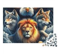 Eagle Jigsaw Puzzle 1000 Pieces for Adults Lion between Wolves And Eagle Impossible Game | Gift for Families & Teens 52x38cm/1000pcs