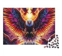Eagle Jigsaw Puzzle Fiery Core Raptor 1000pc Matte Finish Sturdy Cardboard Rainy Day Group Activity for Family Teenagers Advanced Adults 52x38cm/1000pcs