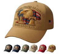 Eagle & Liberty - United States 250th Anniversary Hat, Adjustable Bald Eagle Printed Patriotic Baseball Cap (Dark Khaki)
