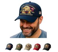 Eagle & Liberty United States 250th Anniversary Hat Adjustable Printed Patriotic Baseball Cap for Men Women Multi, Blue, M/L