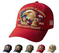 Eagle & Liberty - United States 250th Anniversary Hat, Retro Style, Adjustable Eagle Image Hat, Suitable for Both Men and Women to Wear (Red)