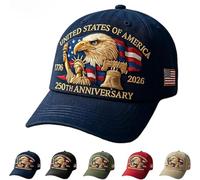 Eagle & Liberty - United States 250th Anniversary Hat, Retro Style, Adjustable Eagle Image Hat, Suitable for Both Men and Women to Wear (Blue)