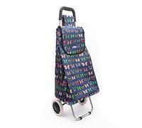 Eagle London 2 Wheel Shopping Trolley Shopping Cart - Butterfly Print (Navy Butterfly)