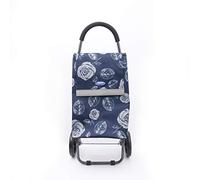 Eagle London Multicoloured Floral Print Lightweight 2 Wheel Shopping Trolley 35ltr Capacity, 98 x 45 x 34cm (Navy Blue)