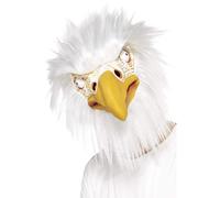 Smiffys Eagle Mask, Full Overhead, White Latex, with Fur, Party Animals Fancy Dress, Animal Dress Up Masks