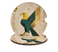 Eagle Medieval Style 2 Pack Car Coasters for Cup Holders Wooden Absorbent Car Cup Coasters Non-Scratch Cork Base, Water Resistant Cups Mat for Women & Men (Fits Most Cars, SUVs, Trucks)