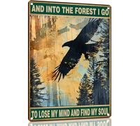 Eagle Metal Sign And Into The Forest I Go to Lose My Mind and Find My Soul Hiking Girl Retro Metal Tin Sign Vintage Sign for Home Coffee Wall Decor 8x12 Inch