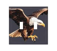 Eagle Modern Leather-Textured Dual Rocker Switch Plate Cover â€“ Premium Pc Material Wall Plate for Residential & Commercial Use, Full-Panel Printed Design with Decorative Painted Screws