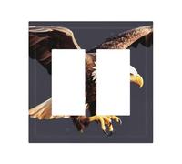Eagle Modern Leather-Textured Dual Rocker Switch Plate Cover â€“ Premium Pc Material Wall Plate for Residential & Commercial Use, Full-Panel Printed Design with Decorative Painted Screws