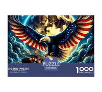Eagle Moon Coach 1000 Pc Puzzle Game for Men Women - Eagle with Stars And Horses The Whole Family Activity Educational Game Challenge38x26cm/1000pcs