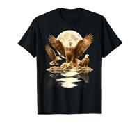 Eagle Moon Wildlife Nature Majestic Bird Scenic Graphic Value Graphic T-Shirt, Men, Black, S